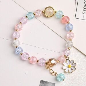 Colorful Flower Charm Bracelets Handmade Crystal Beaded Daisy for Women Girls…